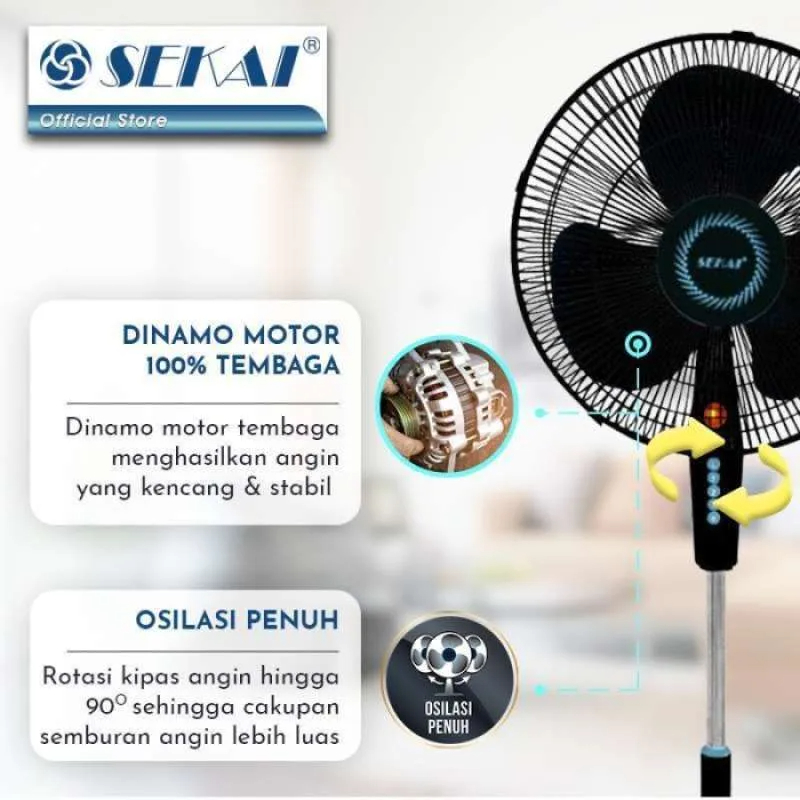 Sekai Kipas Angin Tumpu Stand Fan Biru 16 Inch - SFN 1621